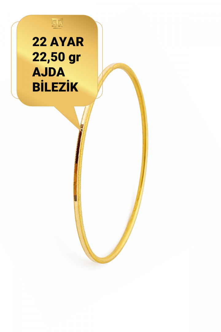 22 Ayar 22,50 gr Düz Ajda Bilezik