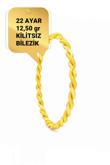 22 Ayar 12,50 gr Kilitsiz Paftalı Burma Bilezik