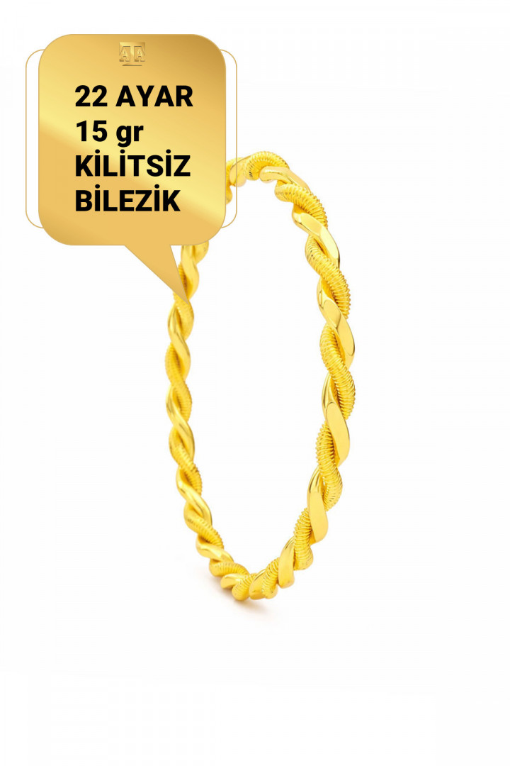 22 Ayar 15 gr Kilitsiz Paftalı Burma Bilezik