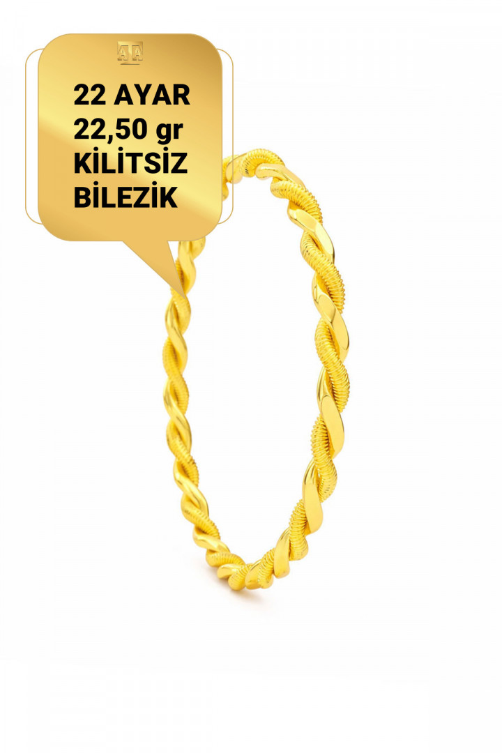 22 Ayar 22,50 gr Kilitsiz Paftalı Burma Bilezik